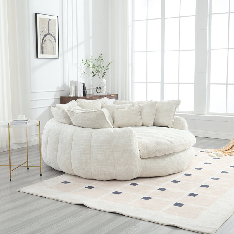 Comfortable Double Loaf Sofa Bed Oversized Sofa Bed with Armrests for Living Room Brayden Studio Upholstery Color Light Gray